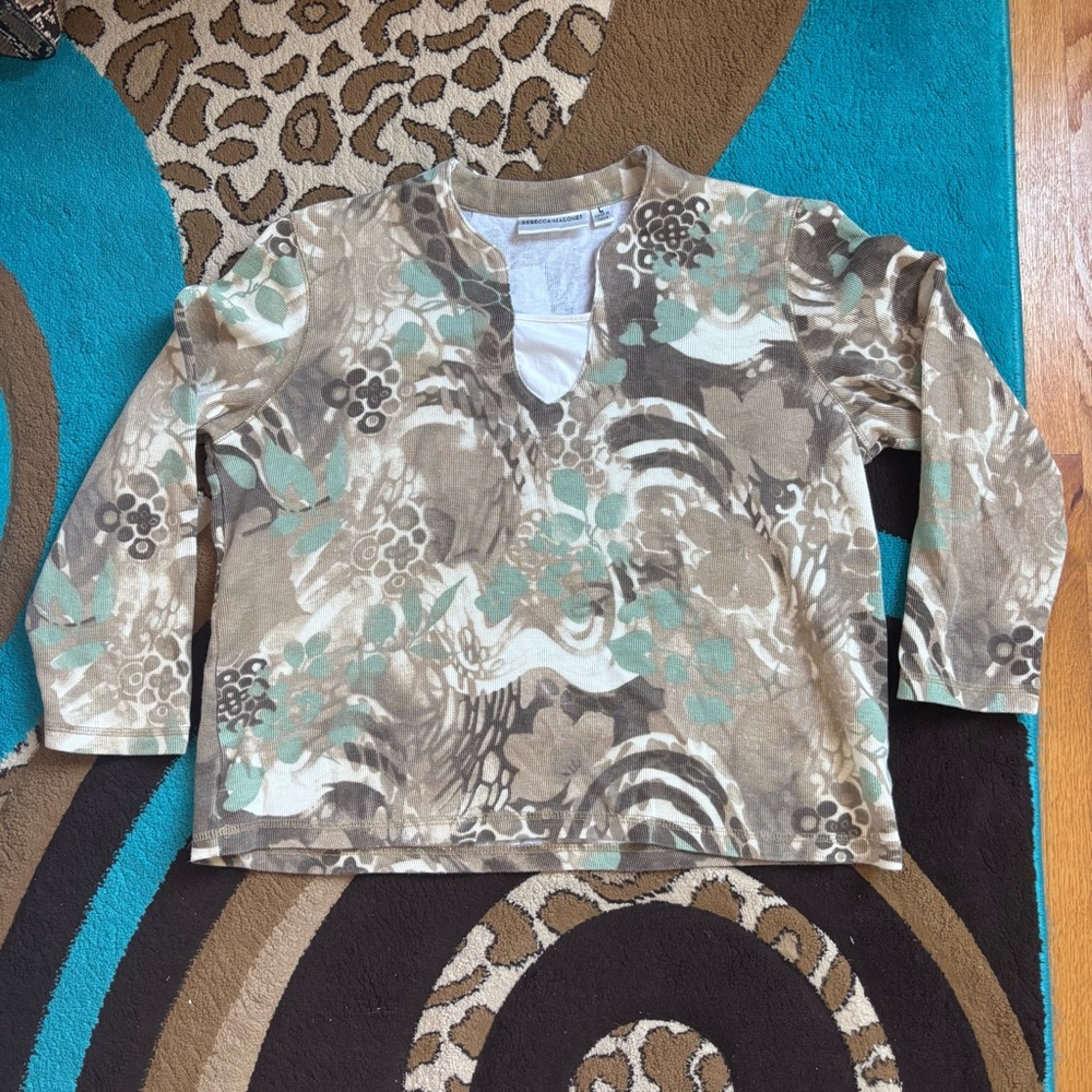 Rebecca Malone Long Sleeve Shirt - Brown and Green Pattern